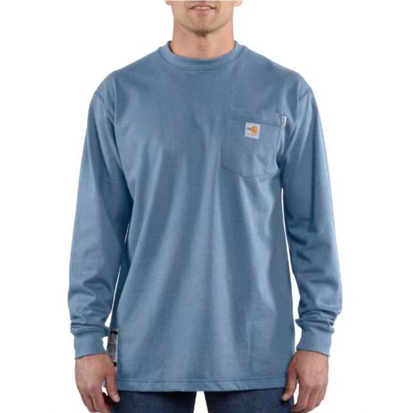 NEW CARHARTT men's flame resistant cotton long sleeve t-shirt in medium blue - Picture 1 of 1